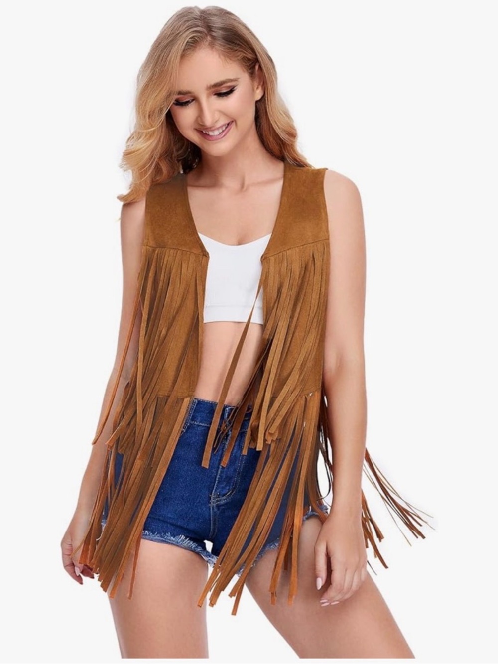 Faux Suede Fringe Vest - Picture 4 of 9